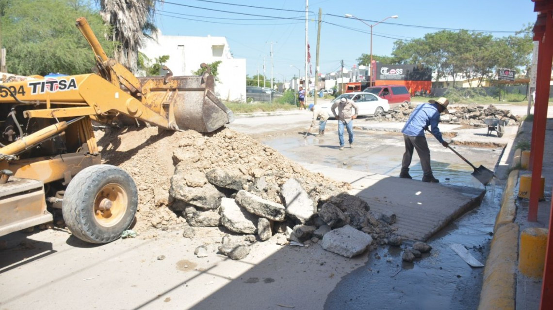 Rehabilita Municipio circuito vial entre bulevar Hidalgo y Ribereña