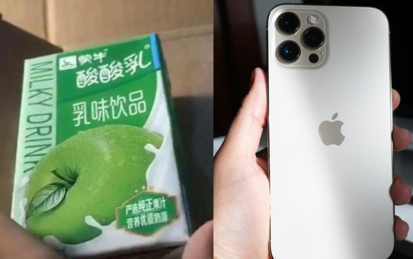 ¡Terrible! Mujer compra iPhone en línea y le llega un yogurt de manzana