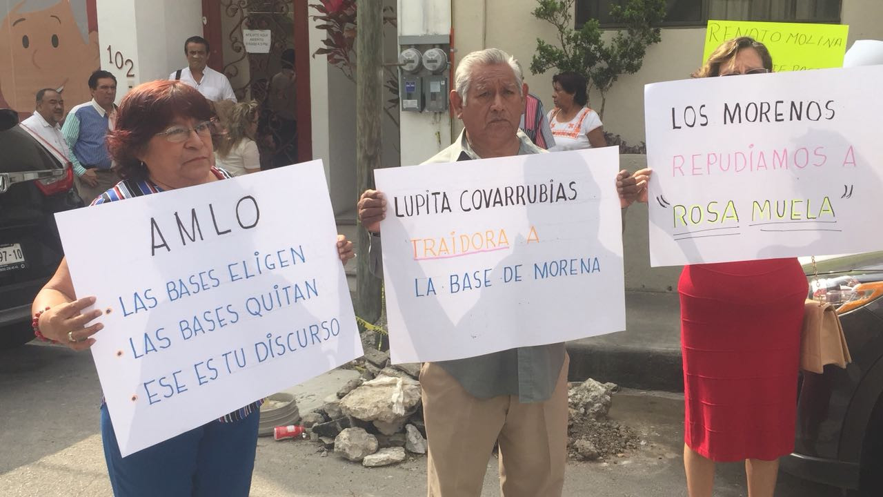 Militantes de Morena rechazan candidatura de Rosa Muela a alcaldía