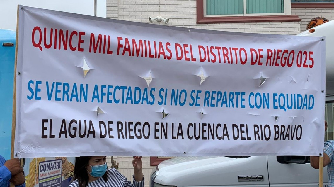 Integrantes del Distrito Riego de Río Bravo se manifiestan contra Conagua