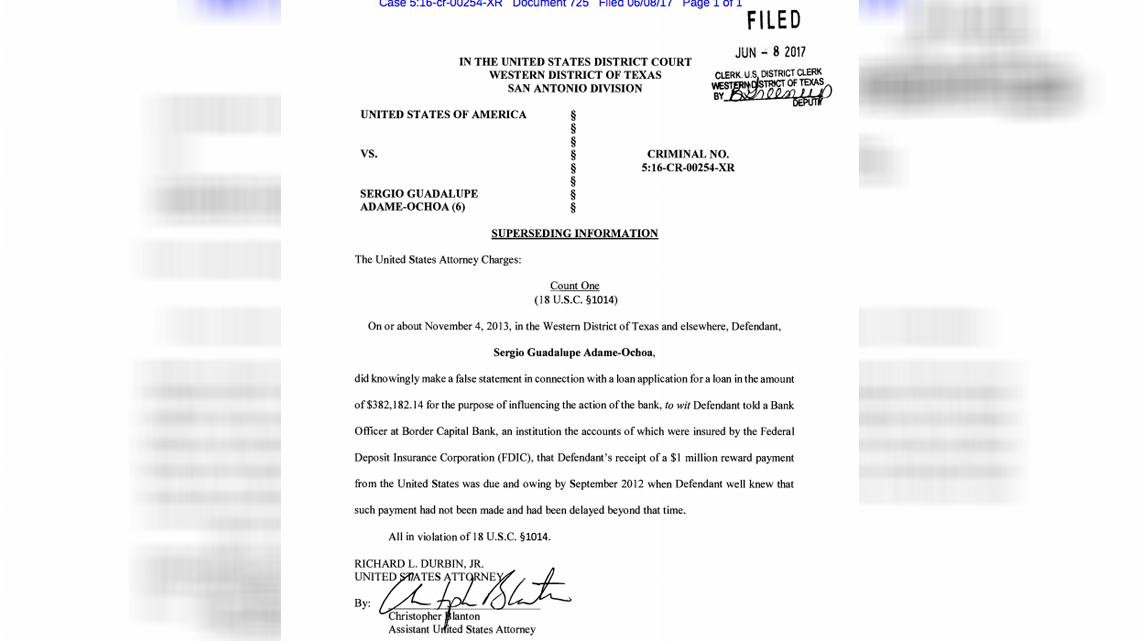 Fijan Fianza de 50 mil dls. a Adame Ochoa