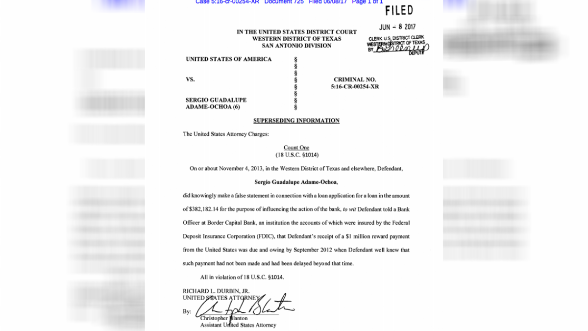 Fijan Fianza de 50 mil dls. a Adame Ochoa