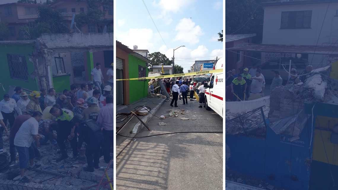 Cae loza y deja atrapados a tres personas