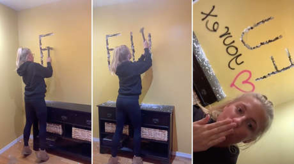 Joven se venga del engaño de su novio dejándole un mensaje a martillazos en su casa