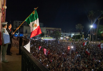 Encabeza Alcalde Mario López ceremonia del Grito  de Independencia