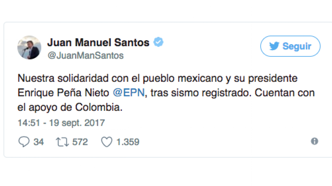 Presidentes de diferentes países se solidarizan con México 