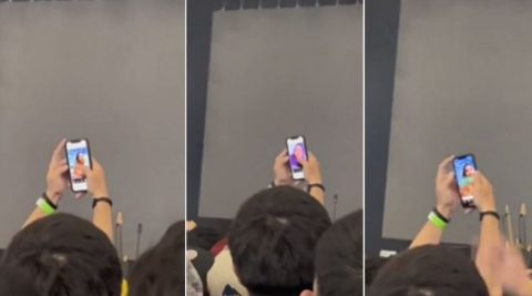 Joven usa Tinder en pleno concierto  
