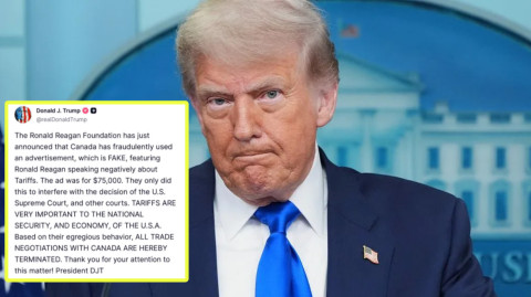 Trump rompe negociaciones comerciales con Canadá por anuncio que califica de falso