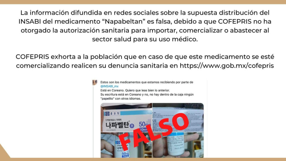 Cofepris niega autorización de Napabeltan en México