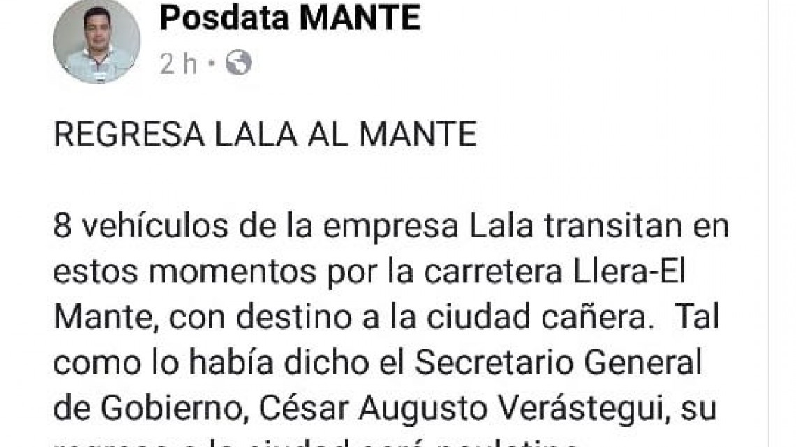 Lala regresa a Mante 