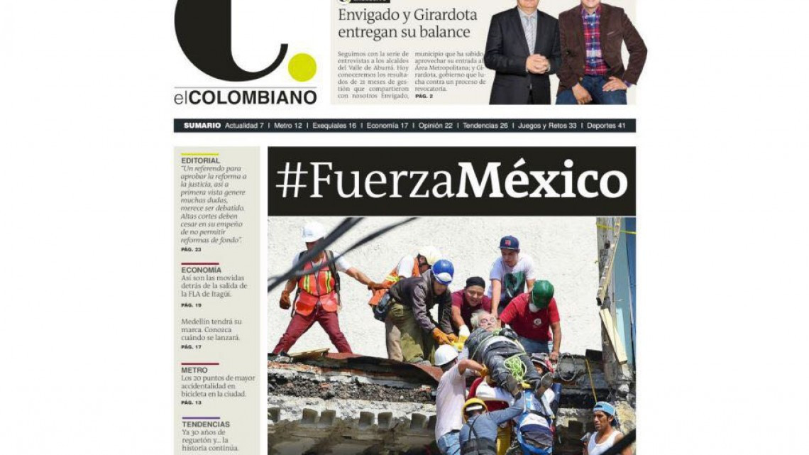 Sismo de México en portadas internacionales
