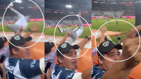 Aficionado del Pachuca se lanza contra la banca y cae sobre jugadores