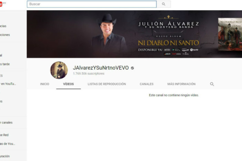 Julión Álvarez desaparece de Youtube y Spotify 