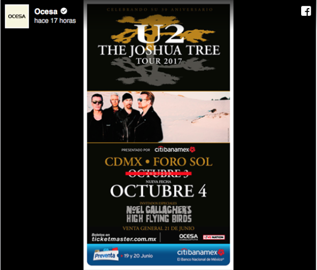 U2 abre segunda fecha en el Foro Sol