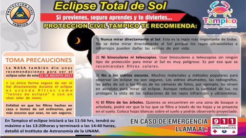 Emite PC recomedaciones por eclipse total de sol