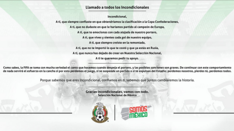 Femexfut pide a su afición erradicar grito