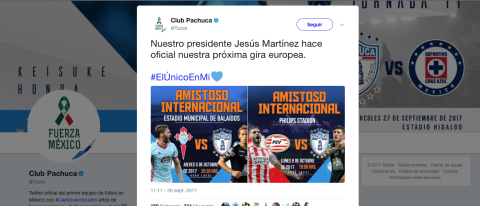 Pachuca confirma fechas ante PSV y Celta de Vigo en Europa 