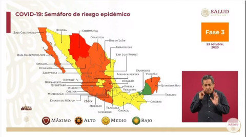 Tamaulipas y 10 estados permanecen en semáforo amarillo epidémico 