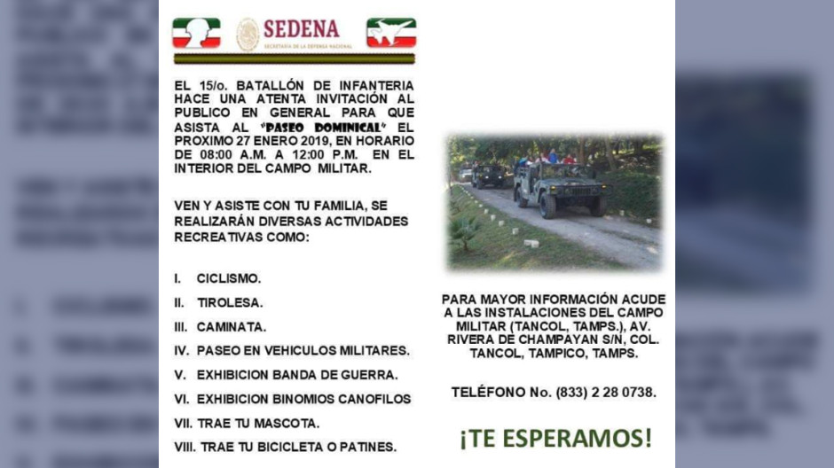 Sedena abre sus puertas a filias para paseo familiar este domingo