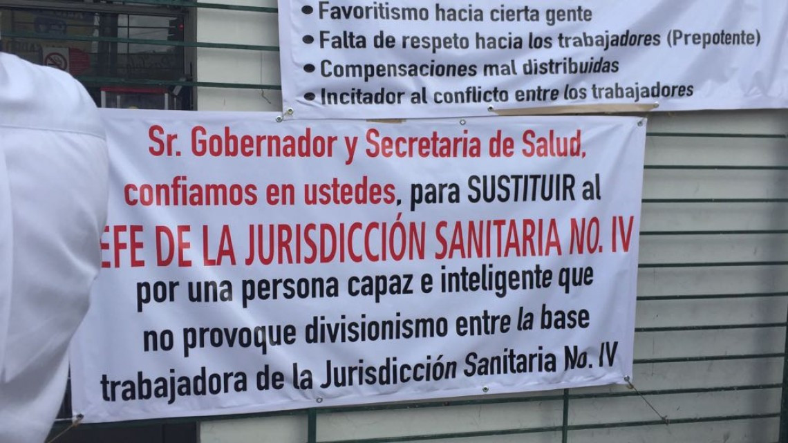 Sindicalizados piden destitución del Jefe de IV Jurisdicción Sanitaria