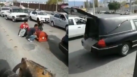 Ataúd cae de carroza fúnebre en Saltillo