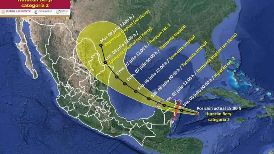 Definió SMN posibilidad de que Beryl afecte frontera de Tamaulipas y Texas 