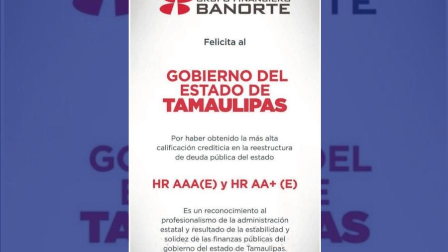 Tamaulipas obtiene la calificación crediticia más alta en reestructura de deuda