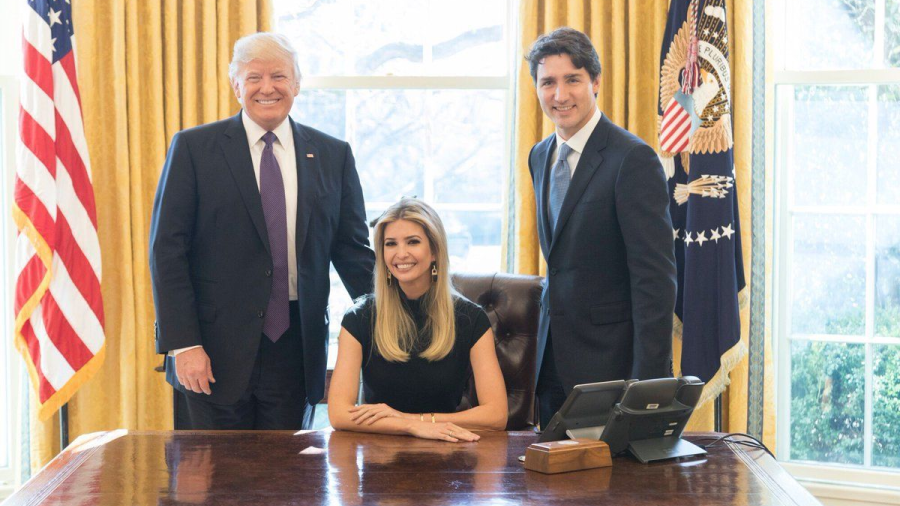 Desata polémica foto de Ivanka en Oficina Oval junto a Trump y Trudeau