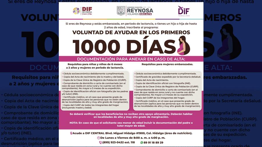 Invita DIF Reynosa a registrarse a programa "Voluntad de Ayudar en los Primeros 1000 Días"
