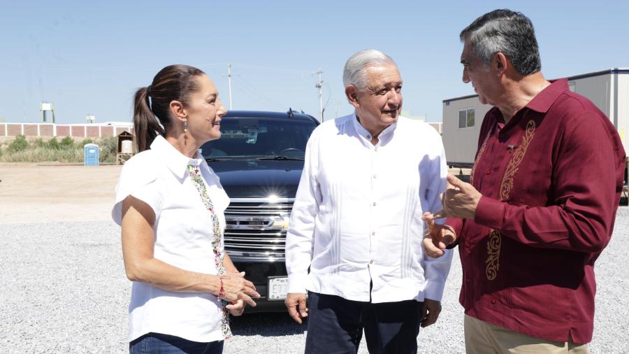 Encabezan reunión en Nvo. Laredo el presidente AMLO, la presidenta electa Claudia Sheinbaum y el gobernador Américo Villarreal