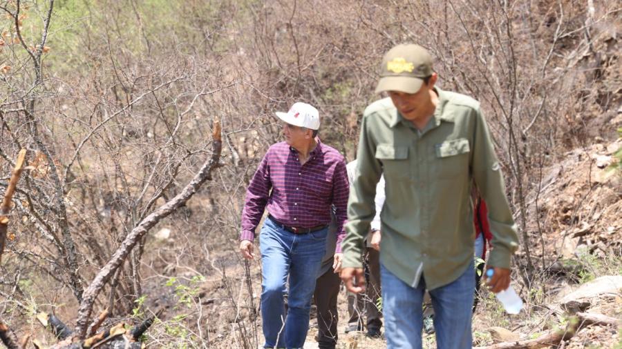 Supervisa gobernador trabajos en el Cañón del Novillo; incendio controlado al 65%